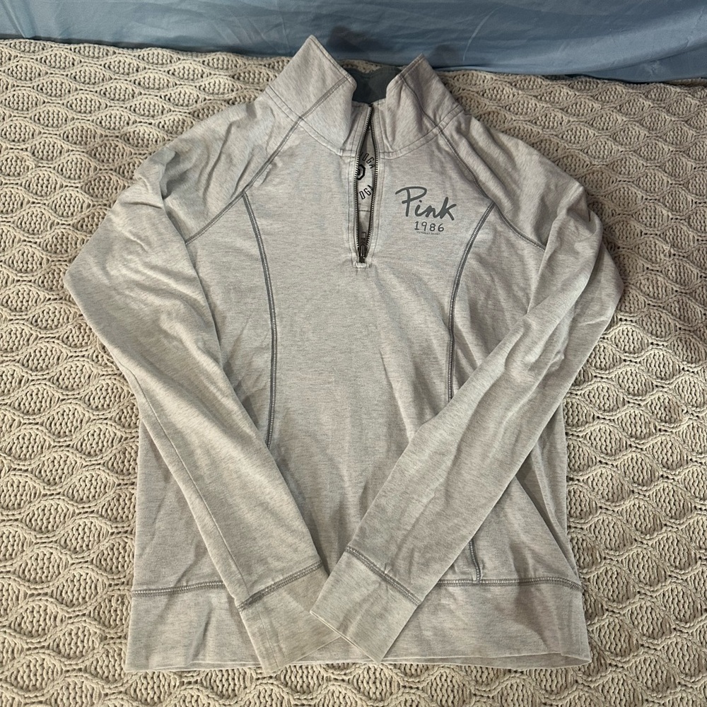 Victoria’s Secret PINK Gray Quarter-Zip Pullover
